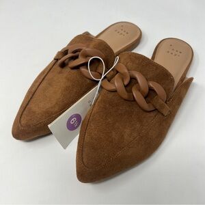 Brown Suede Chain Mules